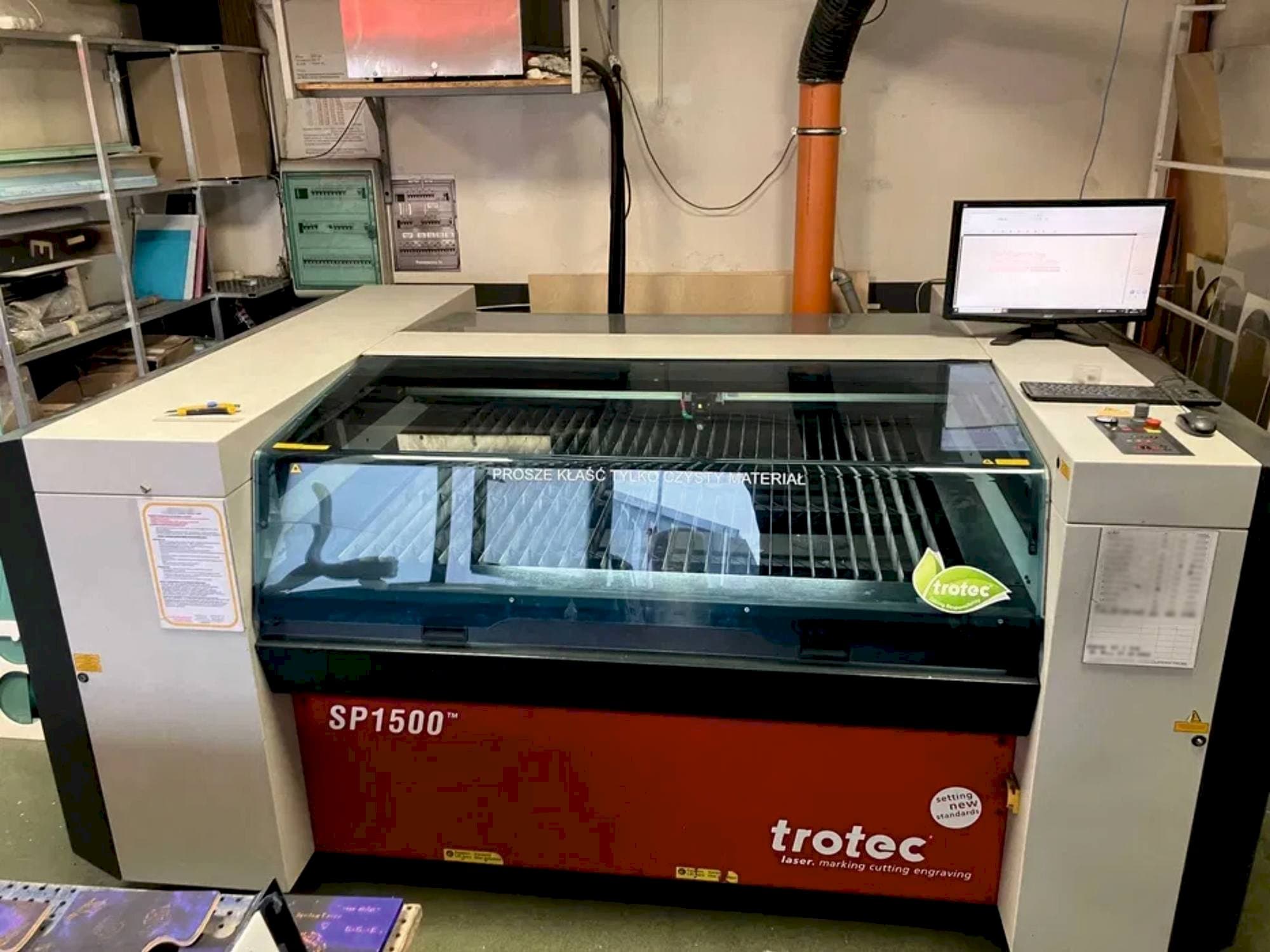 Front view of Trotec SP1500 machine
