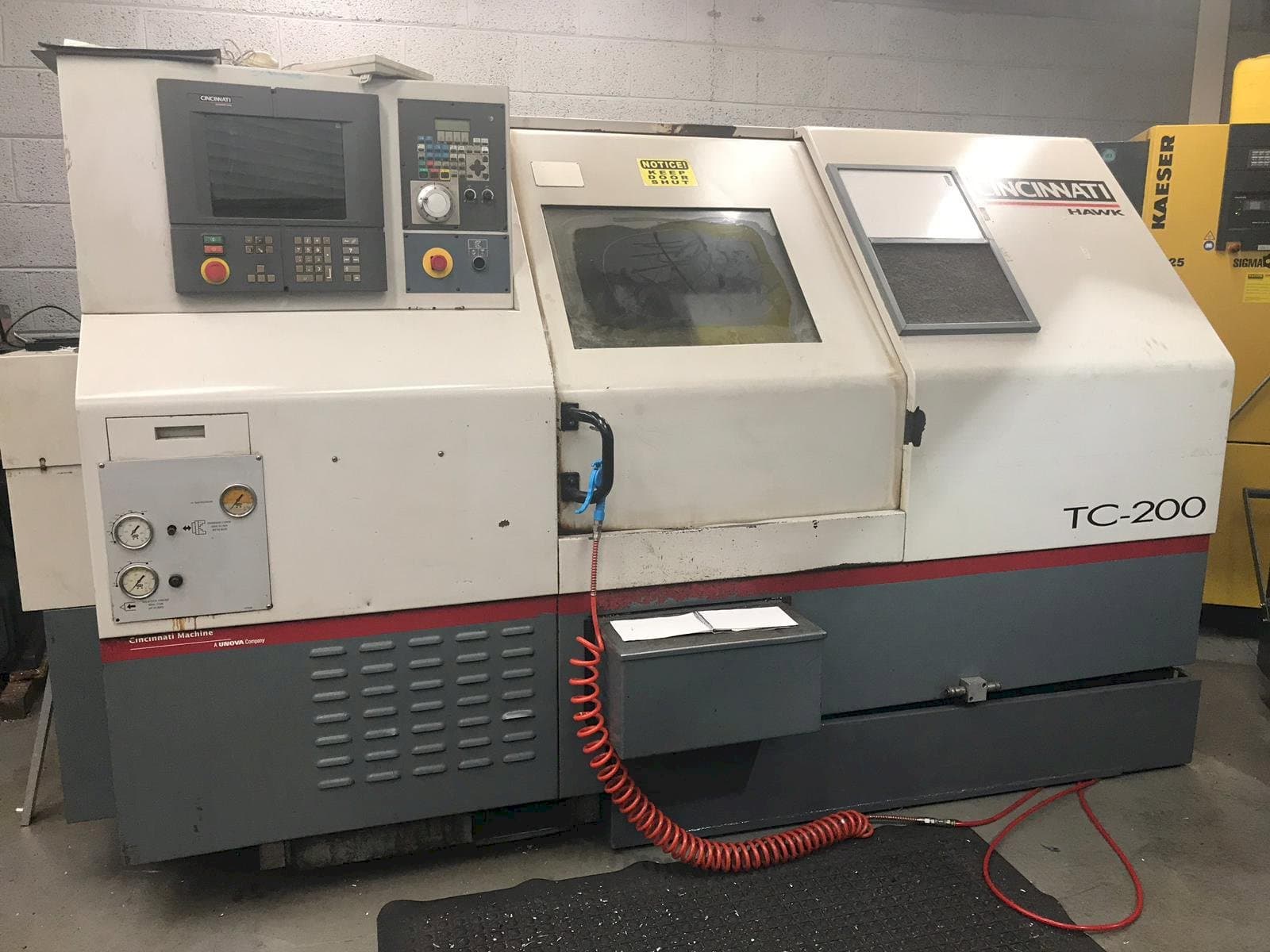 Front view of Cincinnati Hawk TC-200 machine