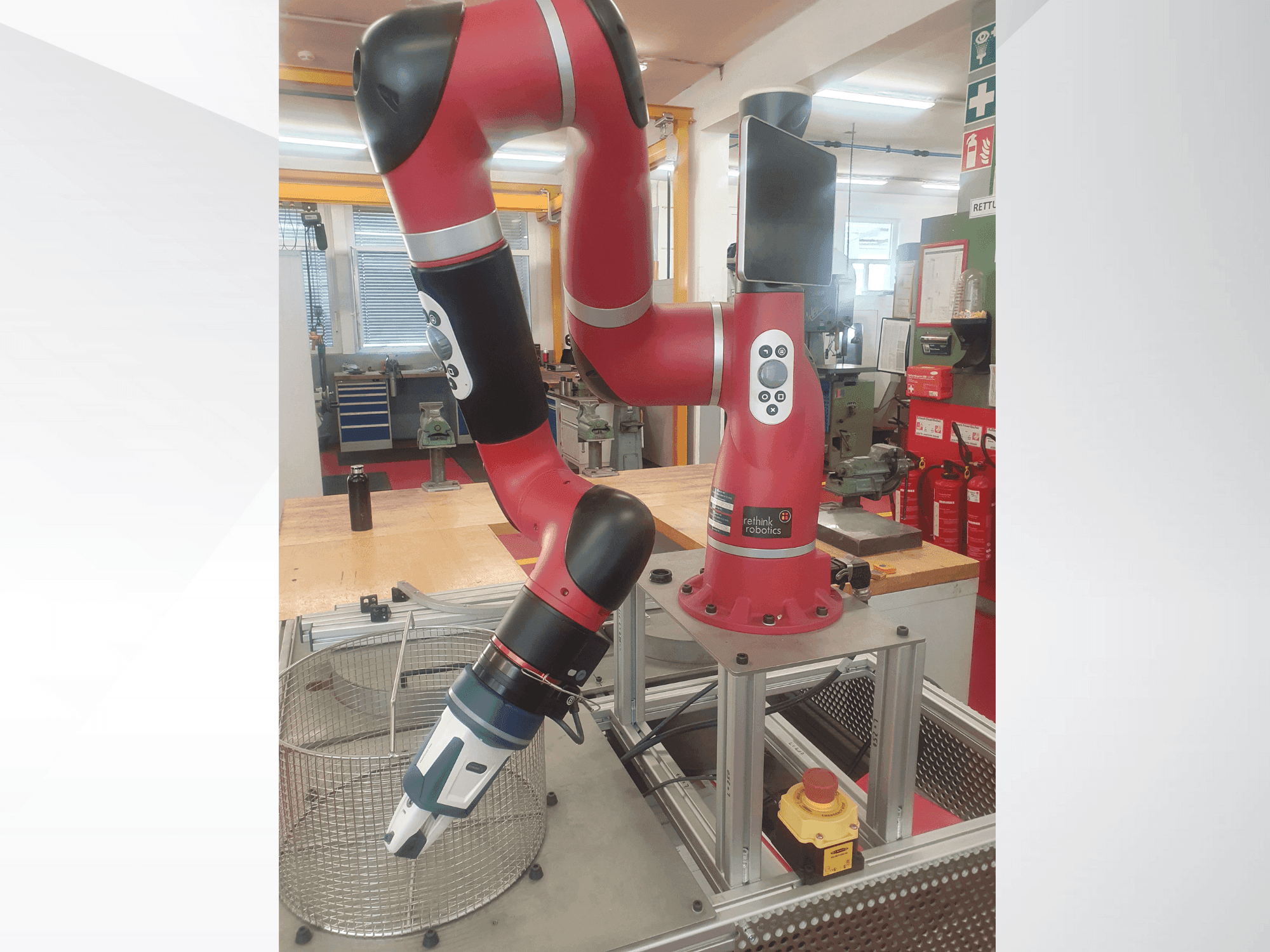 Front view of RETHINK Robotics Sawyer  machine