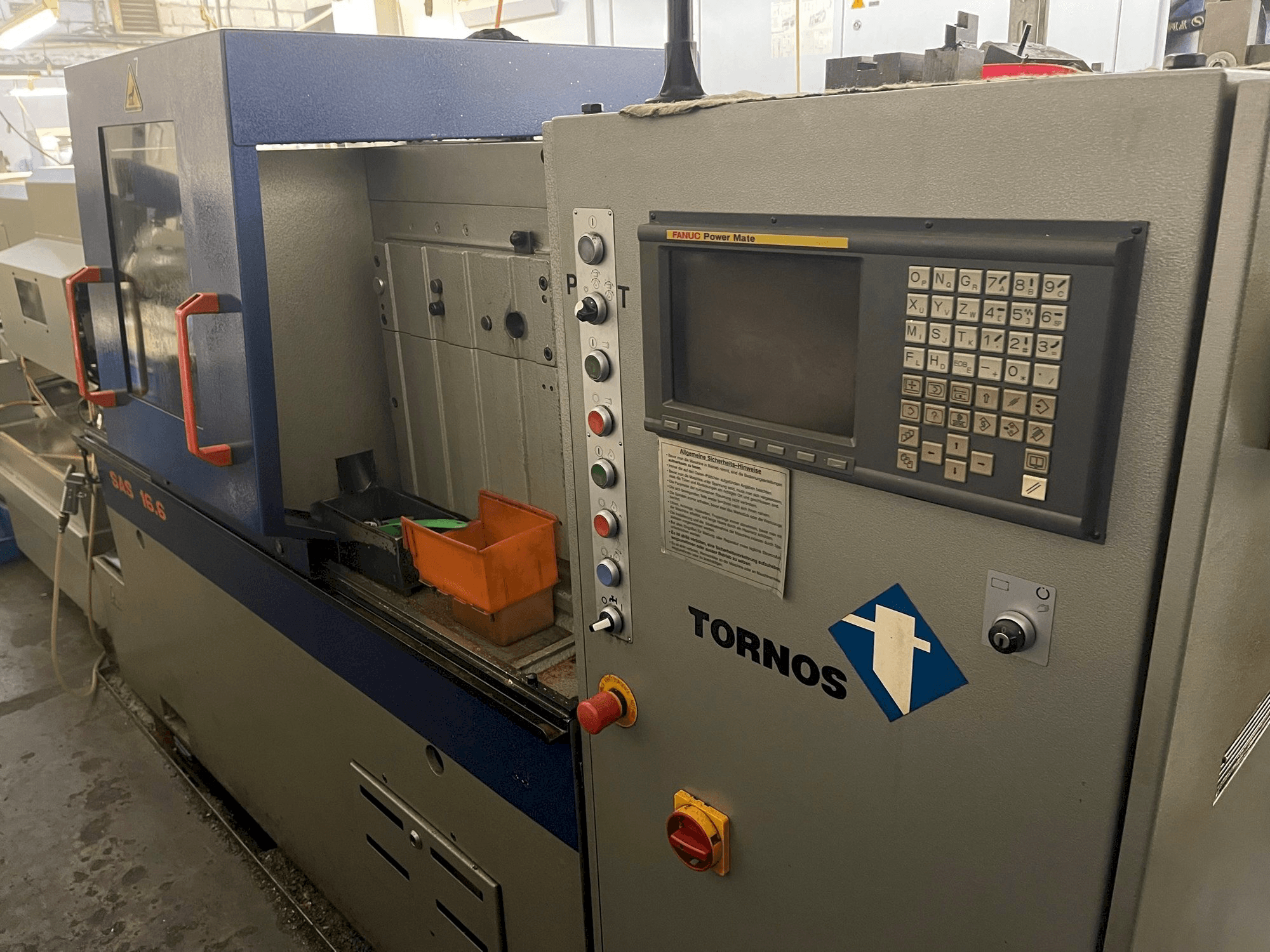 Front view of TORNOS SAS 16.6 machine