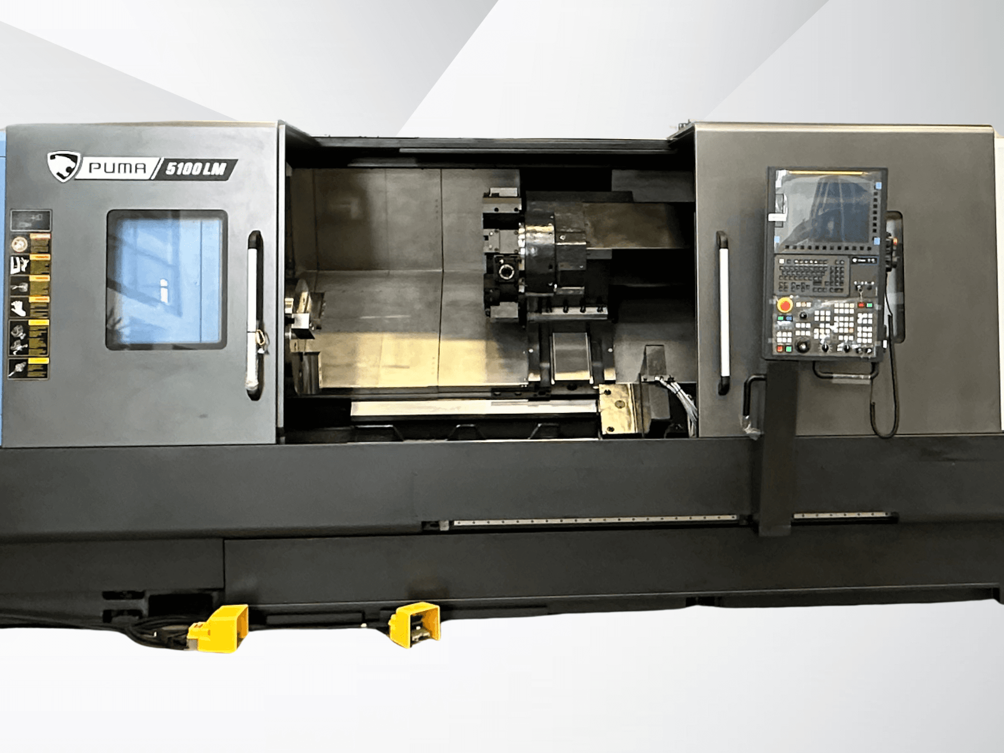 Turn-mill centre DN SOLUTIONS PUMA 5100 LMB, front view, showcases control panel and open workspace for machining.