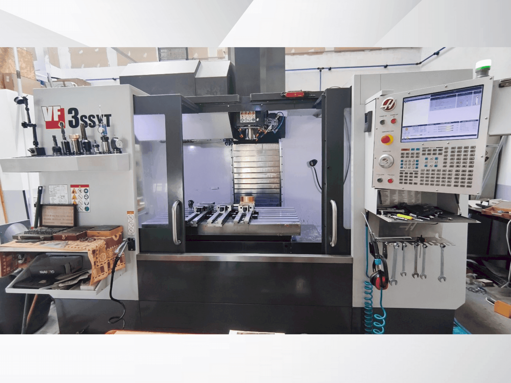 Front view of HAAS VF-3SSYT with HRT 210 4X machine