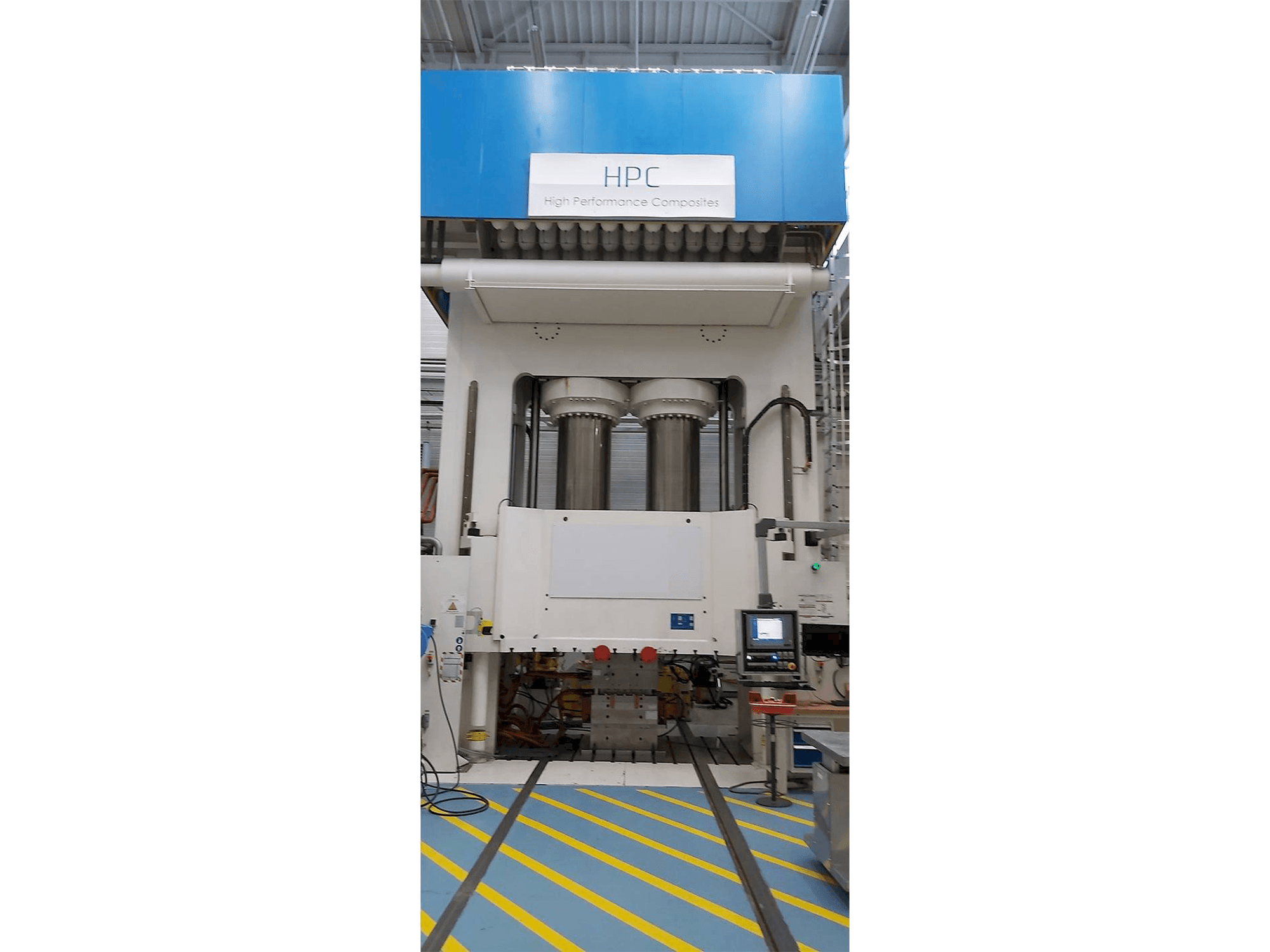 Front view of Dieffenbacher 2500 Ton machine