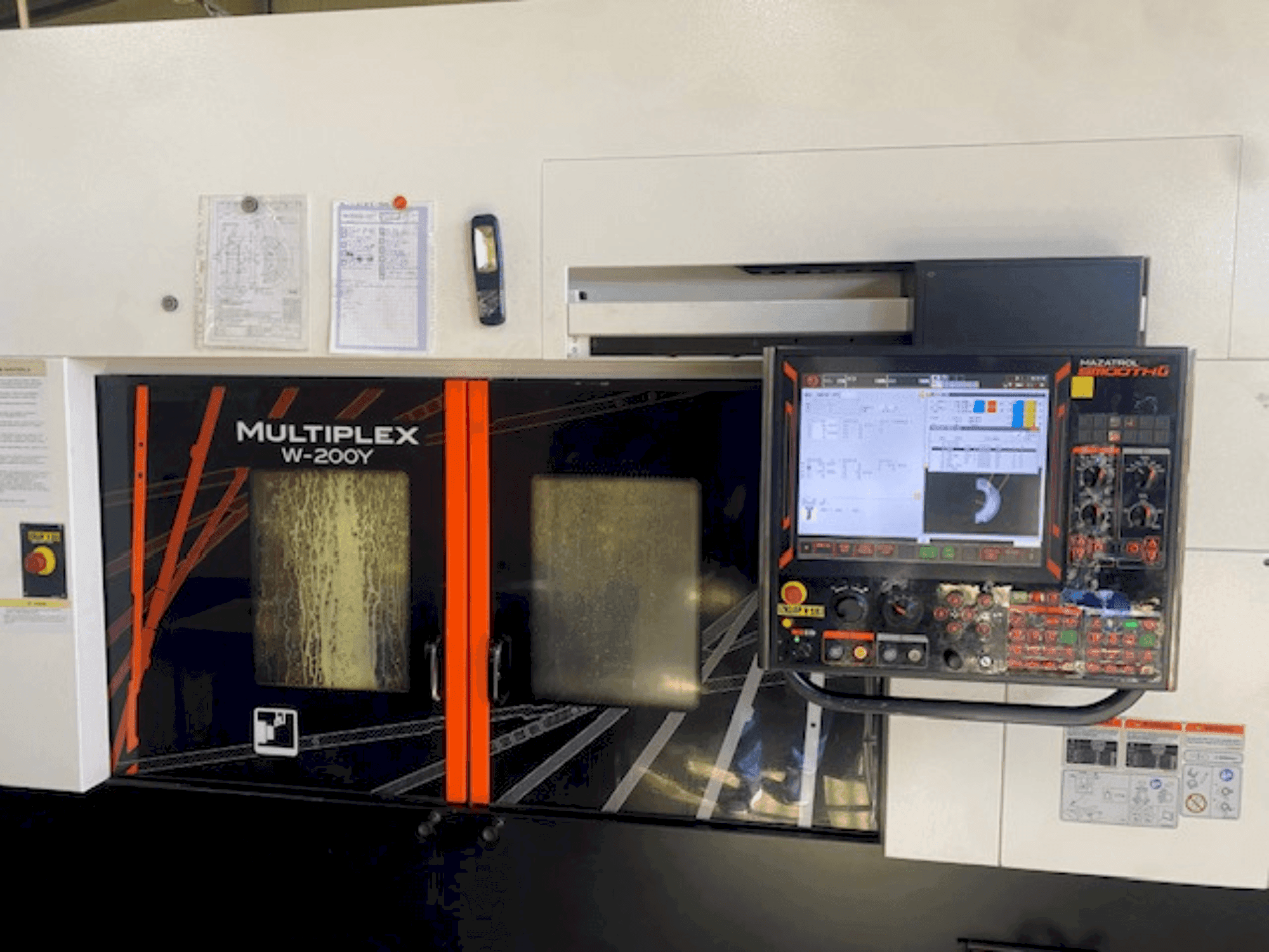 Front view of Mazak multiplex 200 y machine