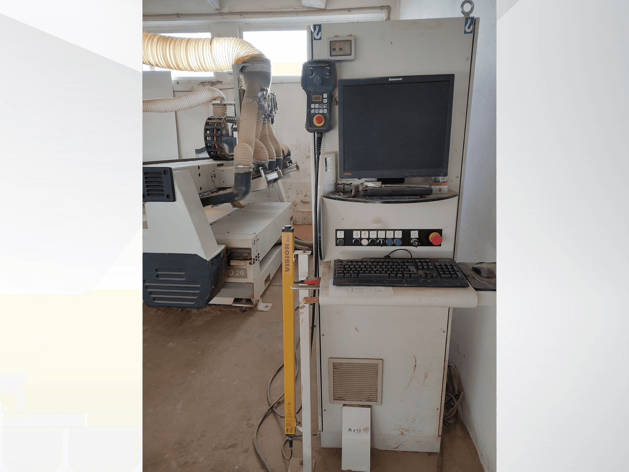 CNC Router SCM ACCORD 20 in a workshop setting, front view with control panel, monitor, and dust extraction system visible.